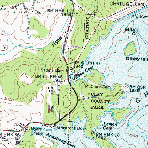 Topographic Map of Saddle Dam 1, NC