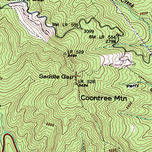 Topographic Map of Saddle Gap, NC
