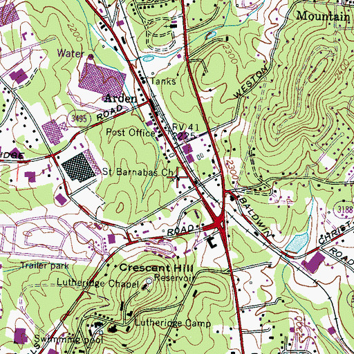 Topographic Map of Saint Barnabas Church, NC