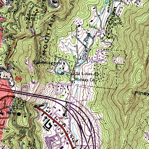 Topographic Map of Saint Lukes Church, NC