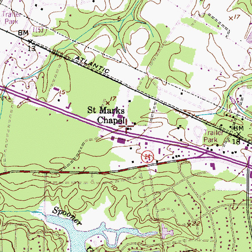 Topographic Map of Saint Marks Chapel, NC