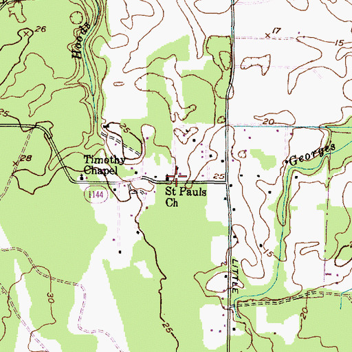 Topographic Map of Saint Pauls Church, NC