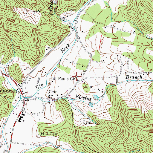 Topographic Map of Saint Pauls Church, NC