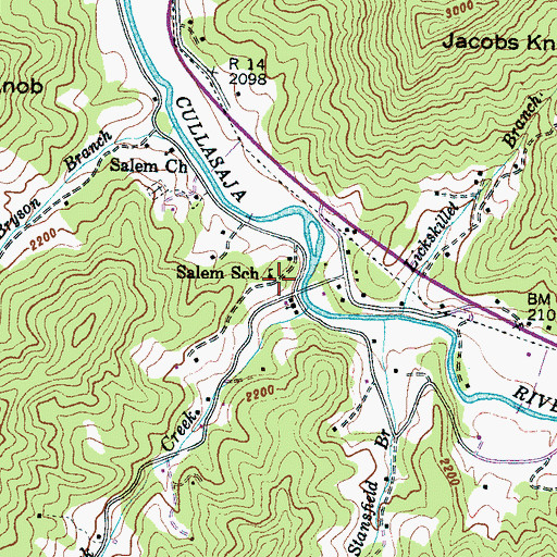 Topographic Map of Salem School, NC
