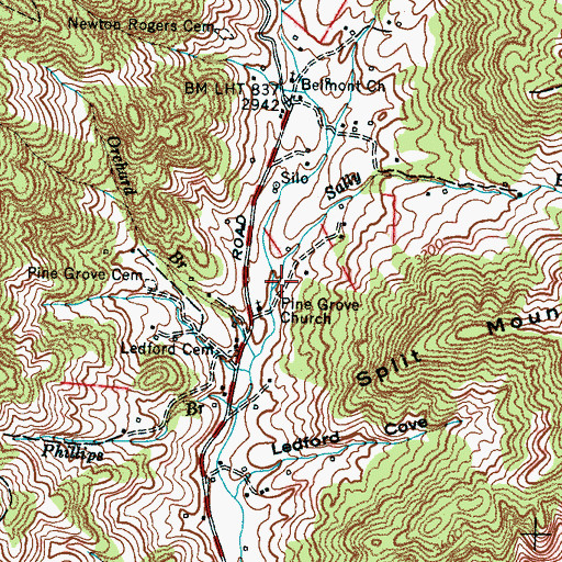Topographic Map of Sally Branch, NC