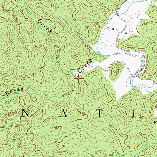 Topographic Map of Sally Creek, NC