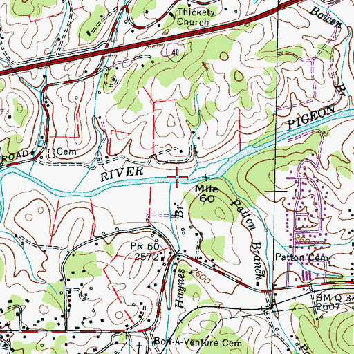 Topographic Map of Sally Haynes Branch, NC
