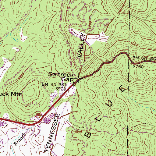 Topographic Map of Saltrock Gap, NC