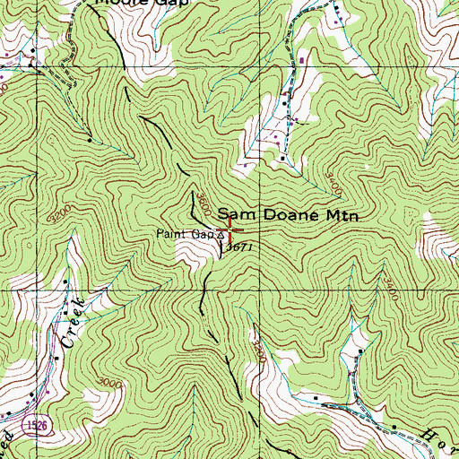 Topographic Map of Sam Doane Mountain, NC