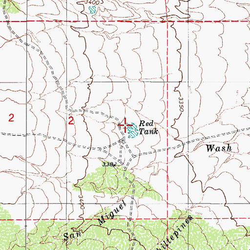 Topographic Map of Red Tank, AZ