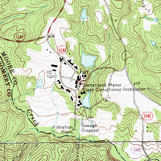 Topographic Map of Samarcand Manor State Correctional Instituti, NC
