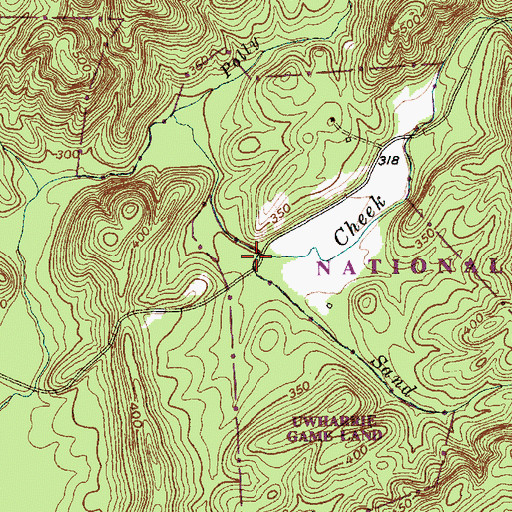 Topographic Map of Sand Branch, NC