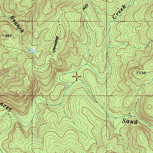 Topographic Map of Sand Branch, NC