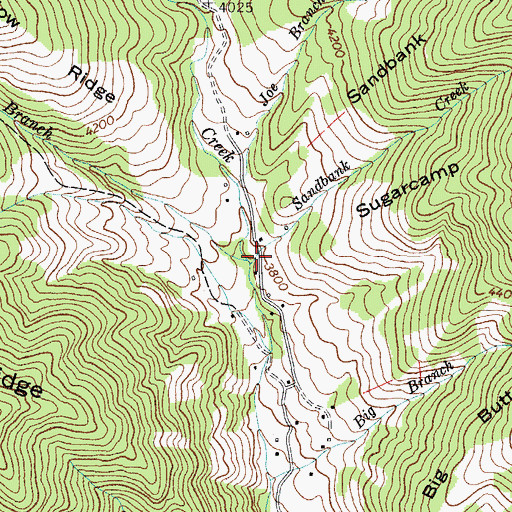 Topographic Map of Sandbank Creek, NC