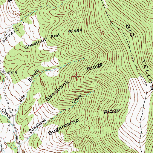Topographic Map of Sandbank Ridge, NC