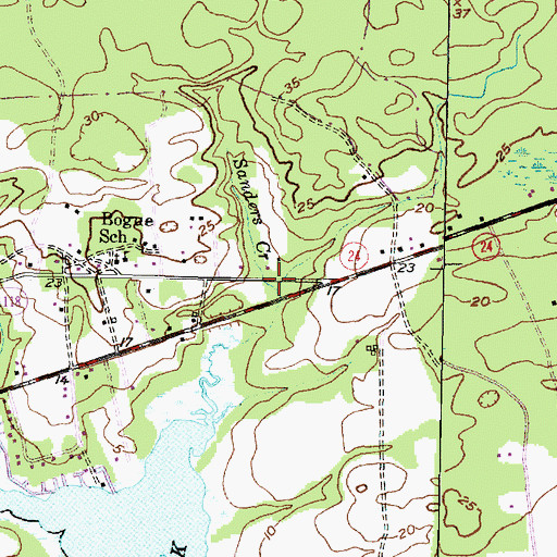 Topographic Map of Sanders Creek, NC