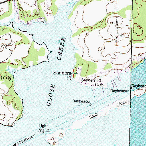 Topographic Map of Sanders Point, NC