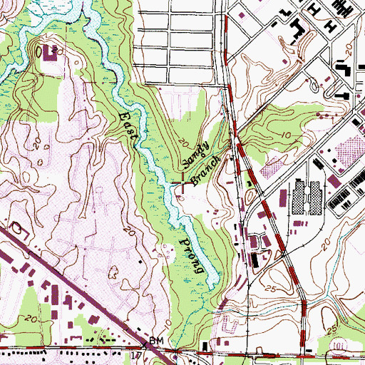 Topographic Map of Sandy Branch, NC