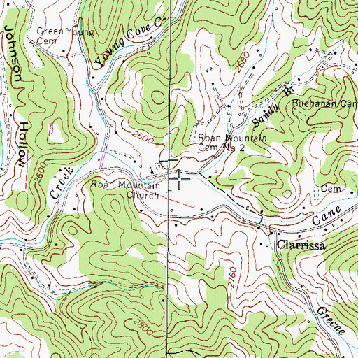 Topographic Map of Sandy Branch, NC