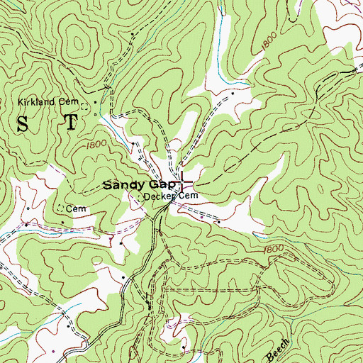 Topographic Map of Sandy Gap, NC