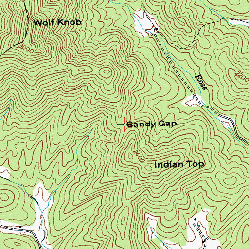 Topographic Map of Sandy Gap, NC