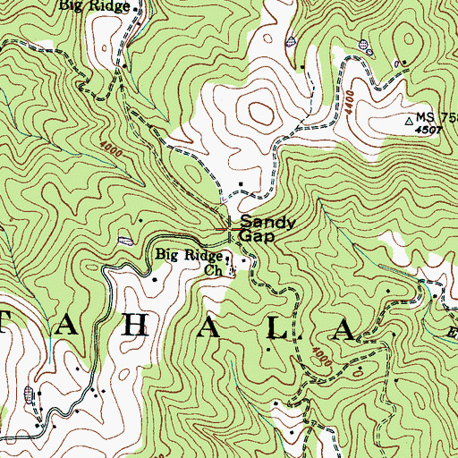 Topographic Map of Sandy Gap, NC