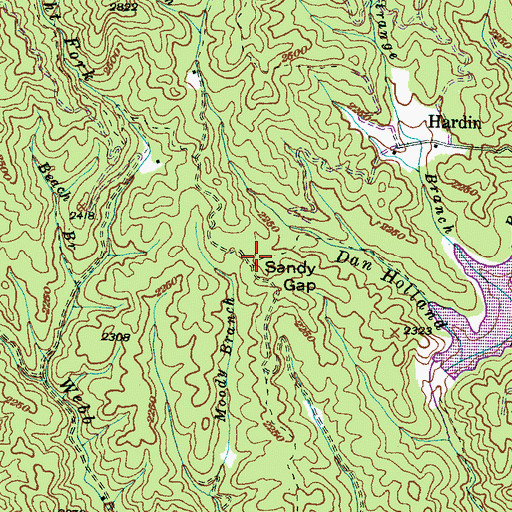 Topographic Map of Sandy Gap, NC