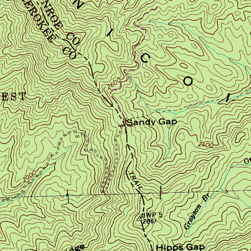 Topographic Map of Sandy Gap, NC