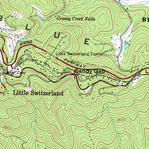 Topographic Map of Sandy Gap, NC