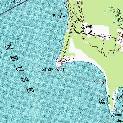 Topographic Map of Sandy Point, NC