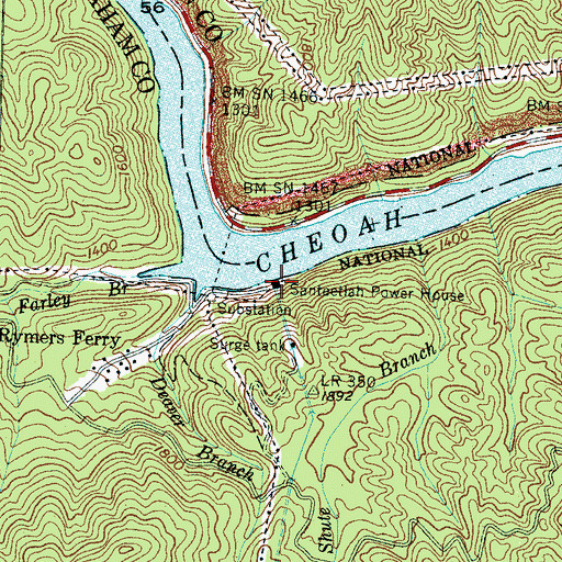 Topographic Map of Santeetlah Power House, NC