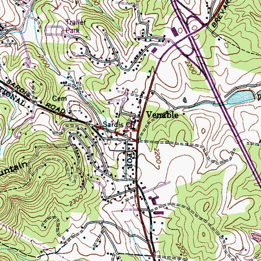 Topographic Map of Sardis Church, NC