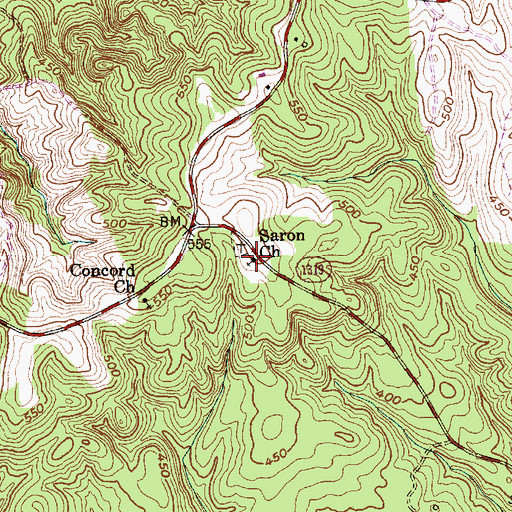 Topographic Map of Saron Church, NC