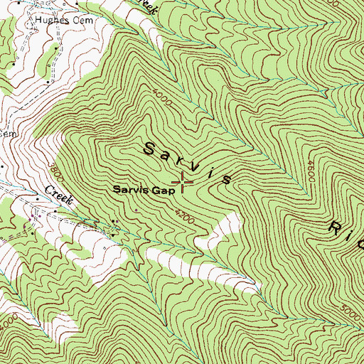 Topographic Map of Sarvis Gap, NC