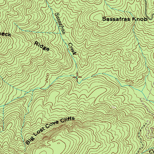 Topographic Map of Sassafras Creek, NC