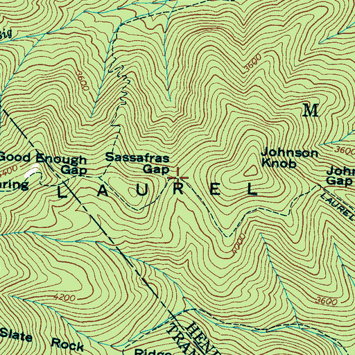 Topographic Map of Sassafras Gap, NC