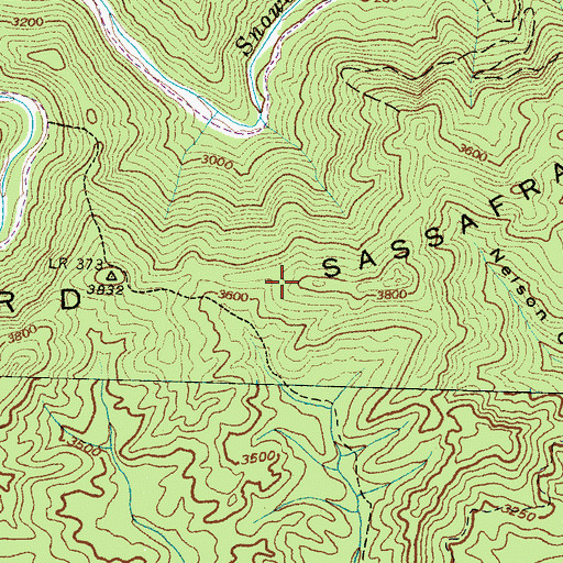 Topographic Map of Sassafras Ridge, NC