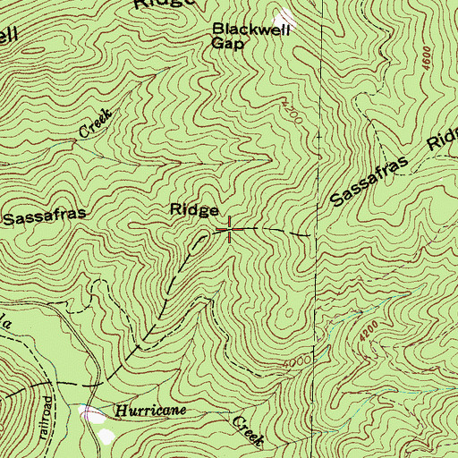 Topographic Map of Sassafras Ridge, NC