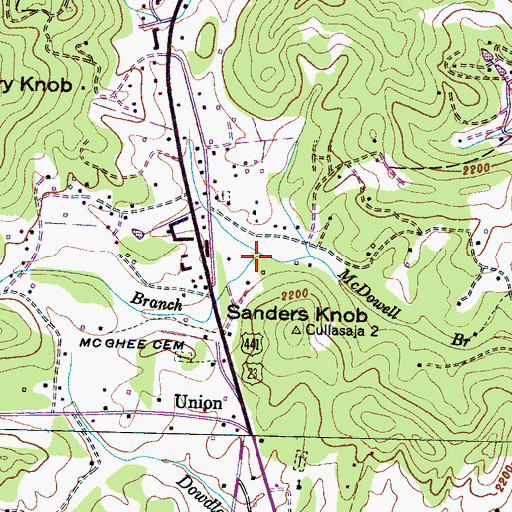 Topographic Map of Satser Branch, NC