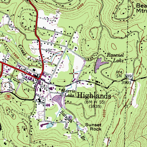 Topographic Map of Satulah Branch, NC