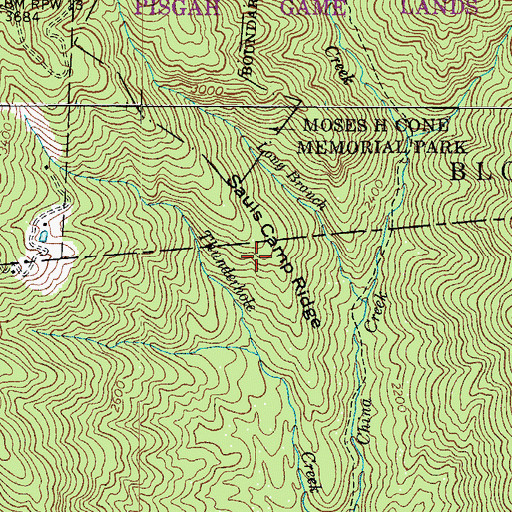 Topographic Map of Sauls Camp Ridge, NC
