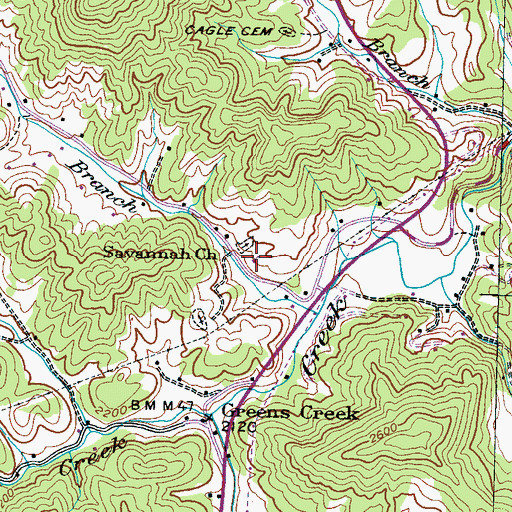 Topographic Map of Savannah Church, NC