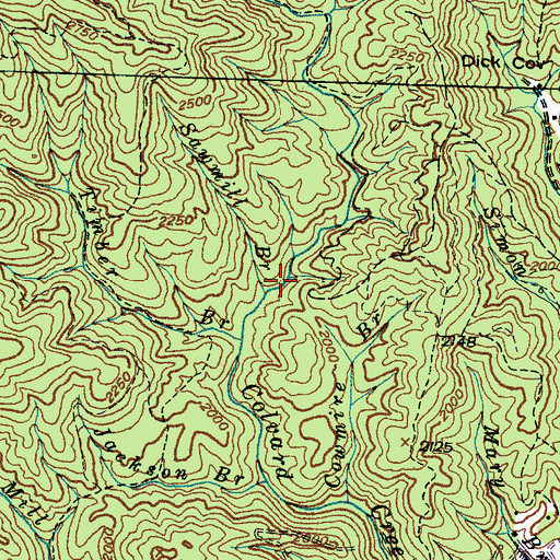 Topographic Map of Sawmill Branch, NC