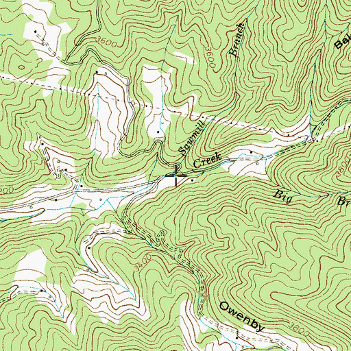 Topographic Map of Sawmill Branch, NC