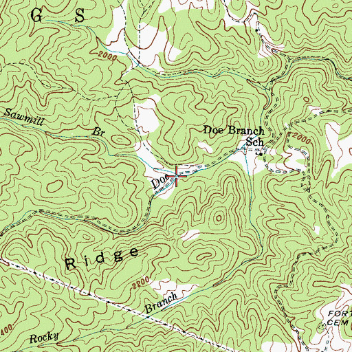 Topographic Map of Sawmill Branch, NC