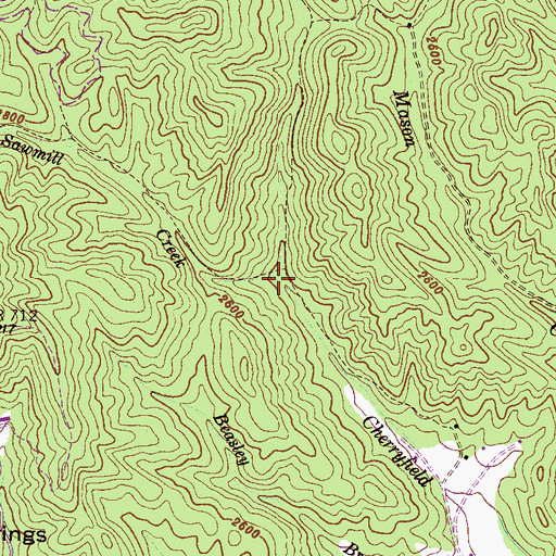 Topographic Map of Sawmill Creek, NC