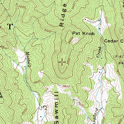 Topographic Map of Sawmill Ridge, NC