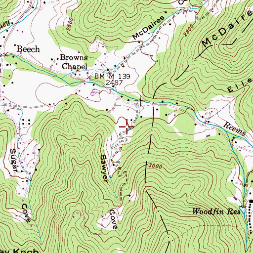 Topographic Map of Sawyer Cove, NC