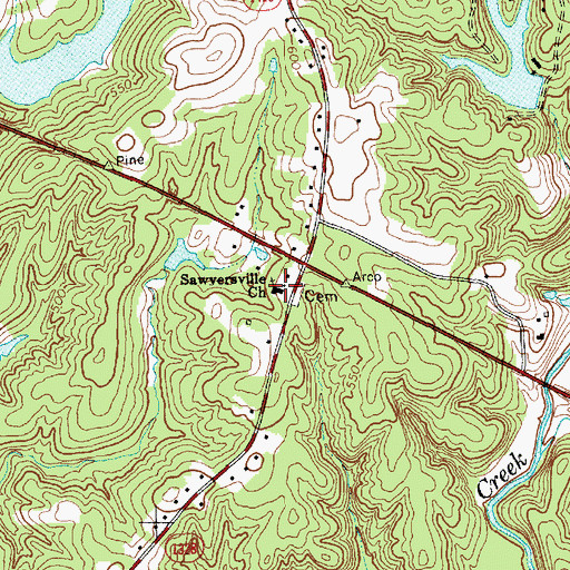 Topographic Map of Sawyersville Church, NC