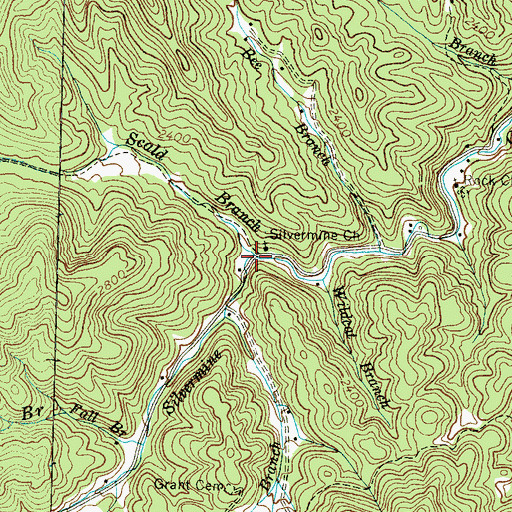 Topographic Map of Scald Branch, NC
